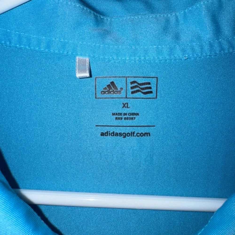 Mens XL Adidas Adizero Golf Polo Shirt Blue Good Striped Graphic Short Sleeve